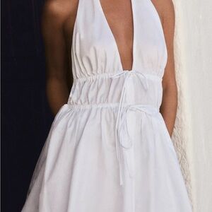 Elegant White Halter Jumpsuit Dress